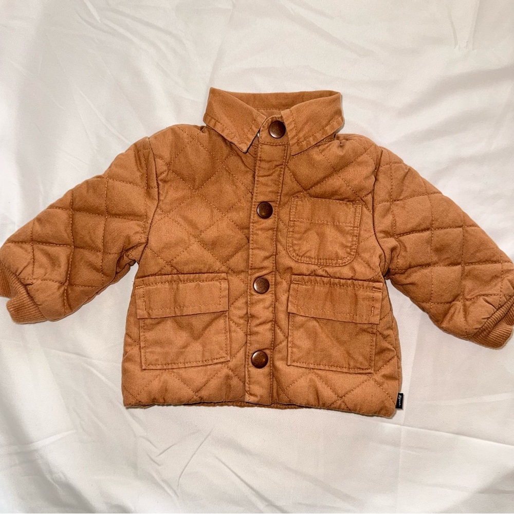 Cozy Tan Quilted Kids Puffer Jacket